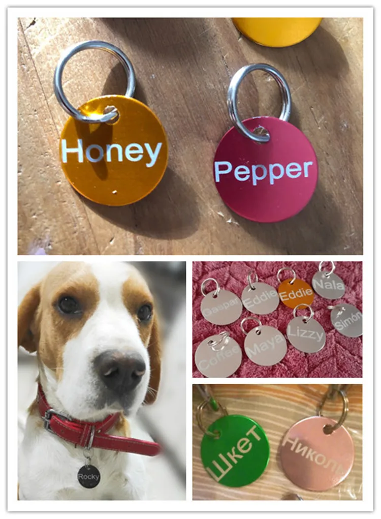 Free Engraving Marble Dog Tags, Personalized Collar Dog Tag, Free Engraving Pet ID Tags, Custom Dog Tags, Aluminum Tags for Dog, Collar Pet Tags, with