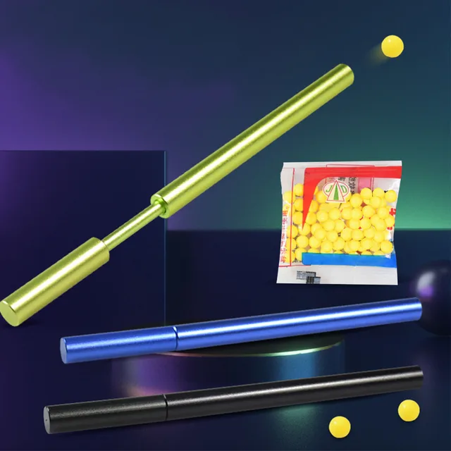 Toy Gun Soft Bullet Gun Pinball Launcher Small Ball Crackling Tube Pinball Shoot Game Aluminum Alloy Tube Toys For Children Kids 2