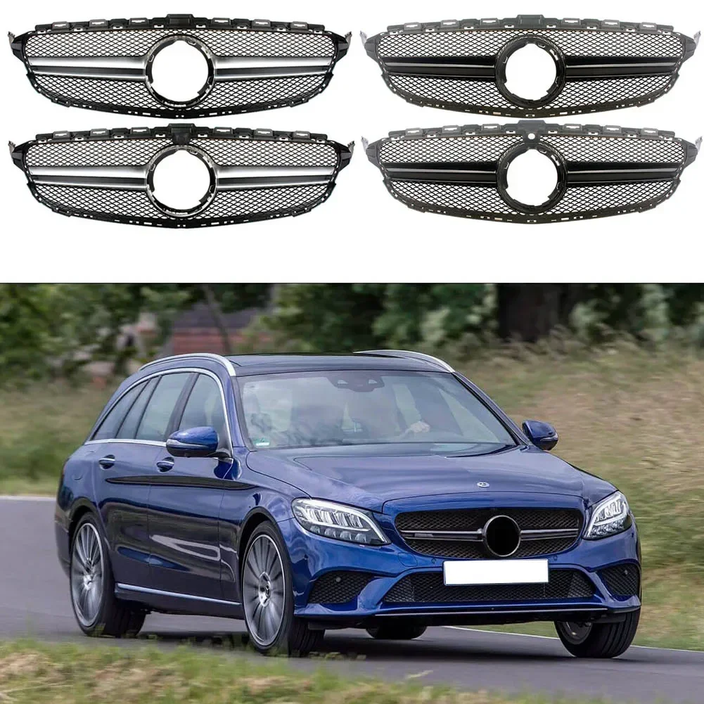 

Front Racing facelift Bumper Grilles For Mercedes Benz C class C200 C250 C300 W205 2019 2020 2021 Upgrade to C43 AMG
