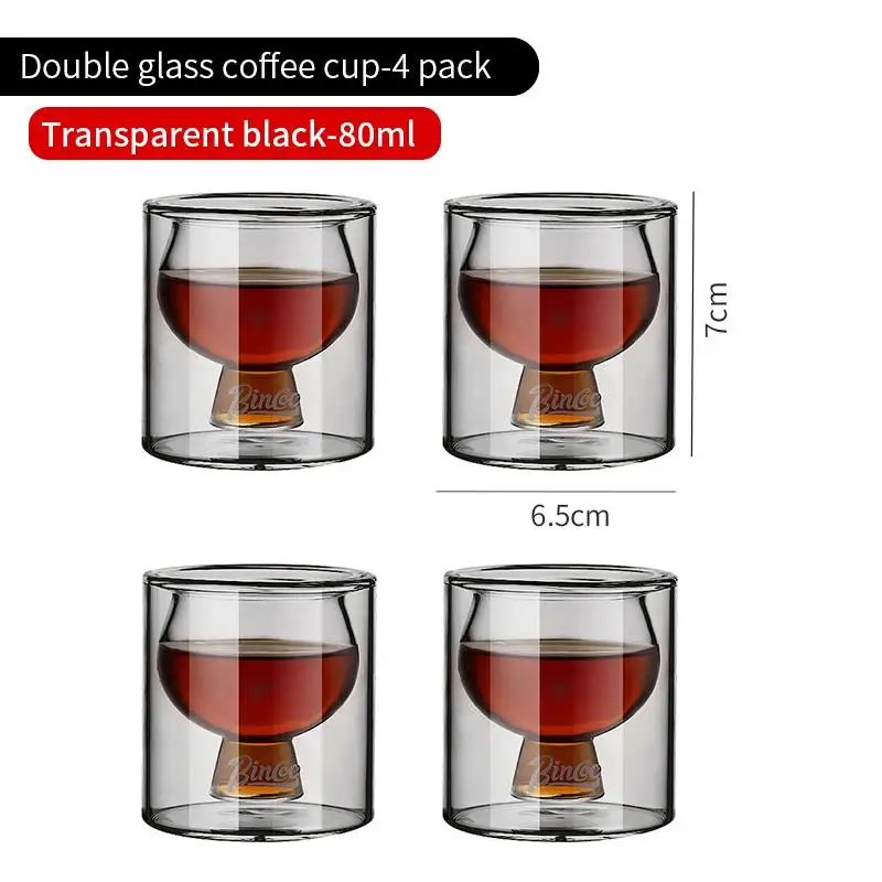 كوب قهوة زجاجي مزدوج الطبقات من BINCOO، كوب إسبريس...