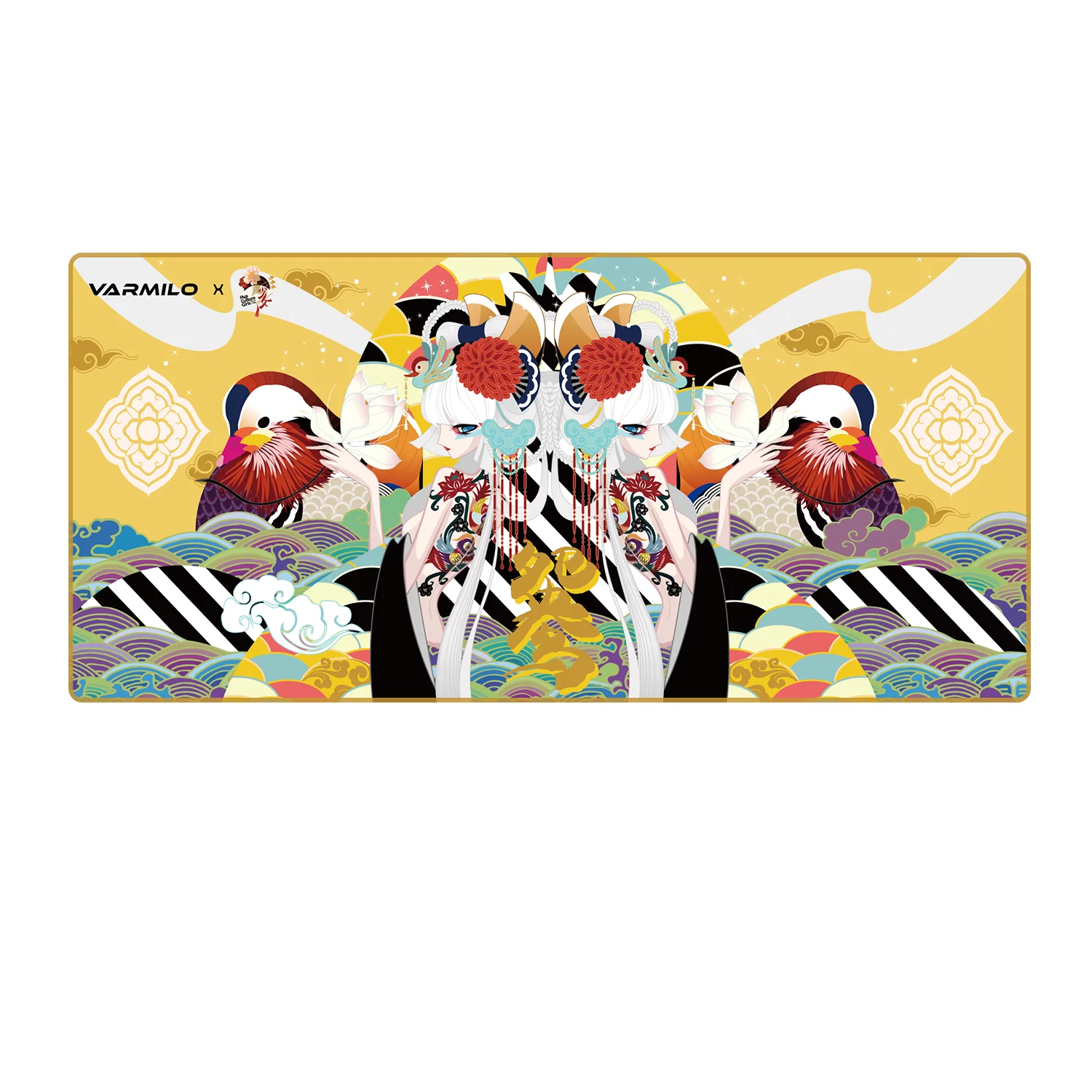 Almofada de Rato Original Varmilo Mulan Koi Lovebird Pequim Opera 35.4x15.7 Mat Mat Tapete de Ratos Mause Teclado Tablet Tamanho xl Costura Computador Gamer - Imagem 3