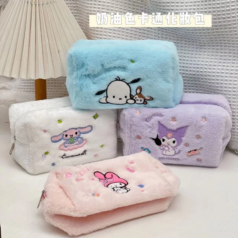 

Sanrio My Melody Plush Pencil Case Kuromi Cinnamoroll Cartoon Storage Bag Large Capacity Makeup Bag Stationery School Supplies