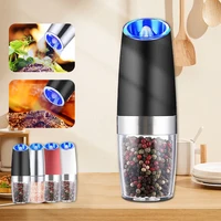 1pcs Gravity Electric Pepper Grinder, Salt or Pepper Mill & Adjustable Coarseness, Battery Powered with LED Light, Automatic