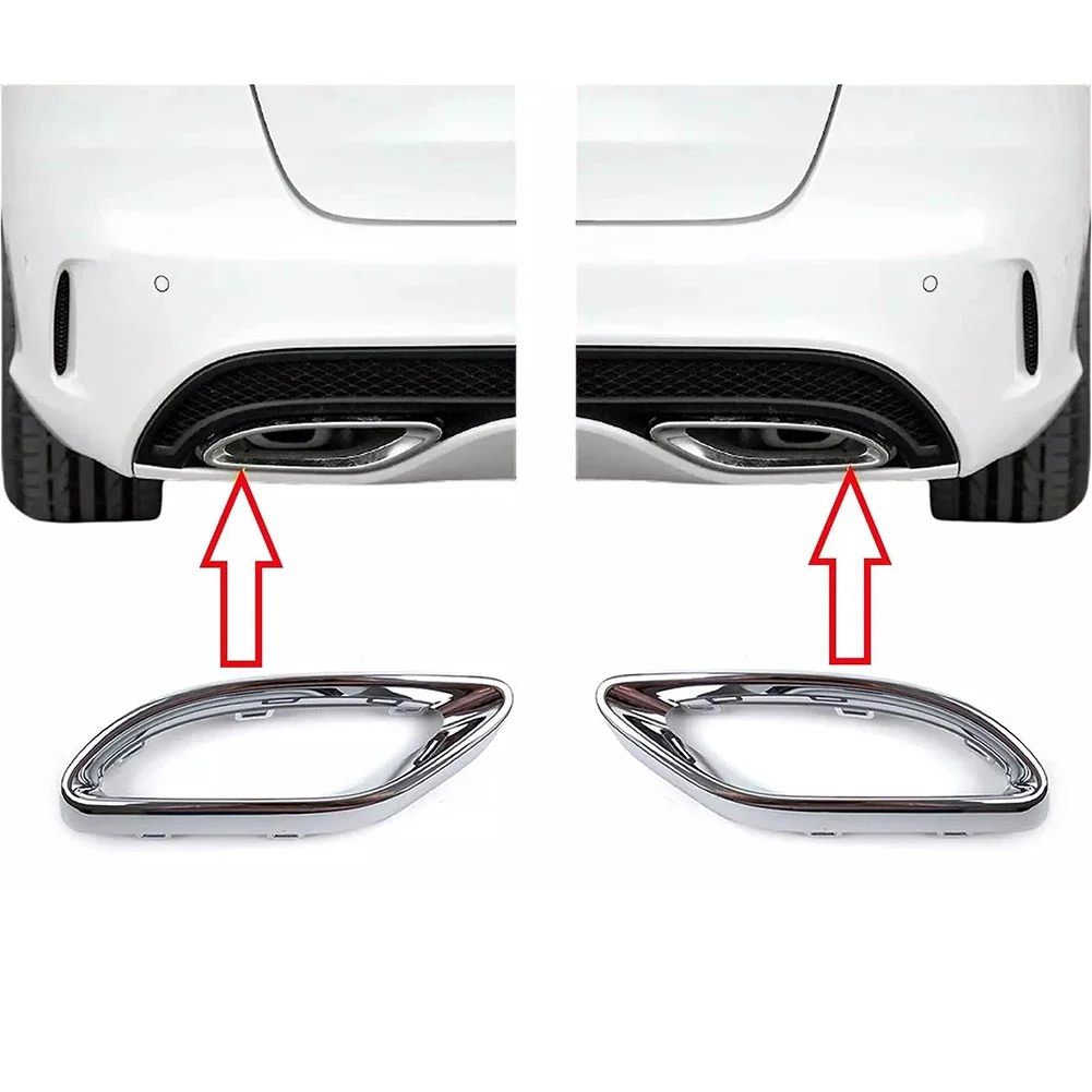 2pcs Tailpipe Rear Pipes Decor Cover Trim 2058852221 Exhaust Pipe Covers For Benz A E-Class For W177 W205 W213 Engines Accessori