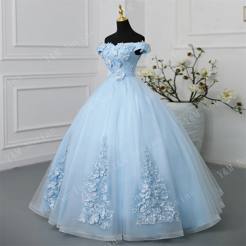 Y&m Novias New Fashion Blue Off Shoulder Quinceanera Dresses Sweet