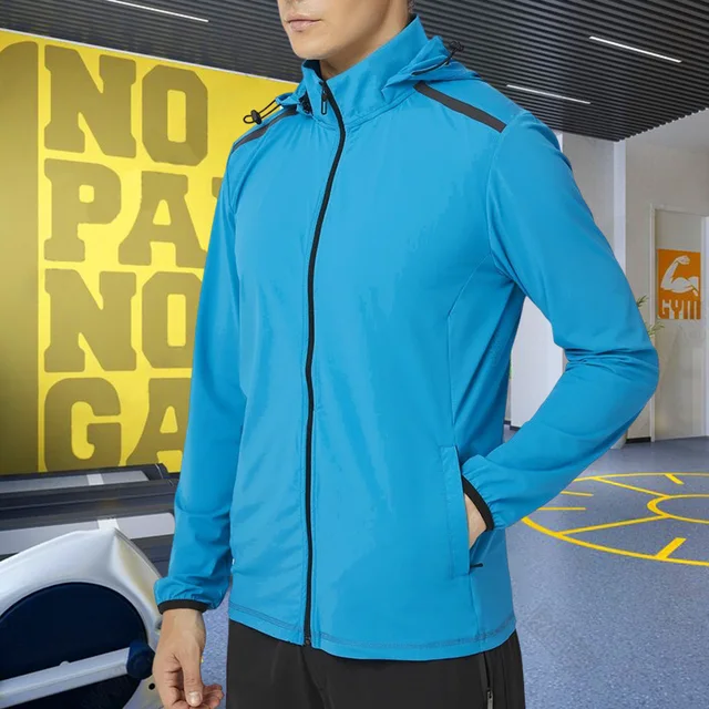 Men Fitness Training Jackets Zipper Pocket Hooded Workout Coat Gym Sportswear Running Hoodies Outdoor Sport Hiking Clothing Tops 6