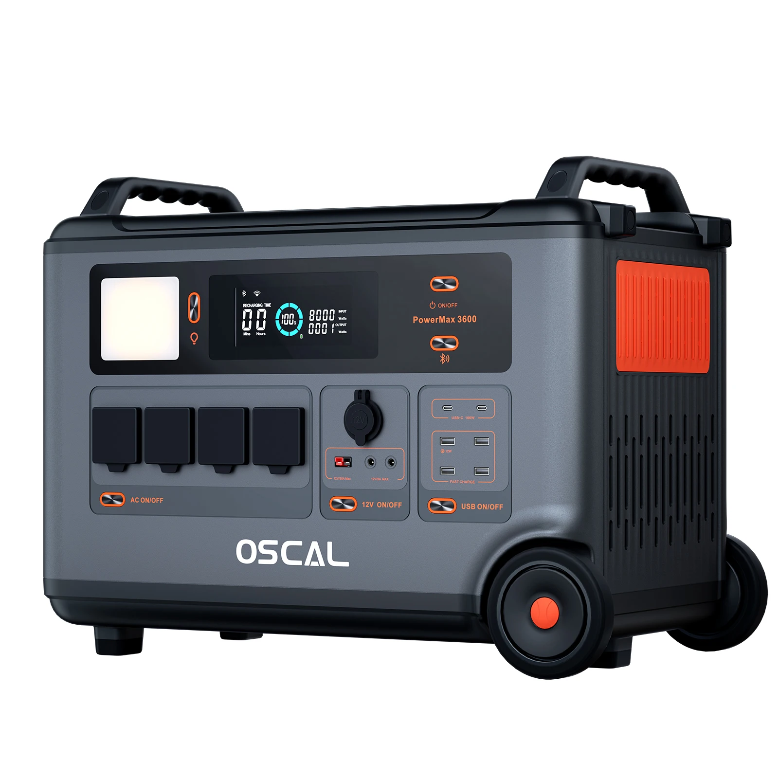 Oscal Powermax 3600W Portable Power Station 3600Wh LiFePO4 Battery 14 Outlets Morse Code Signal APP Control Home Battery Backup