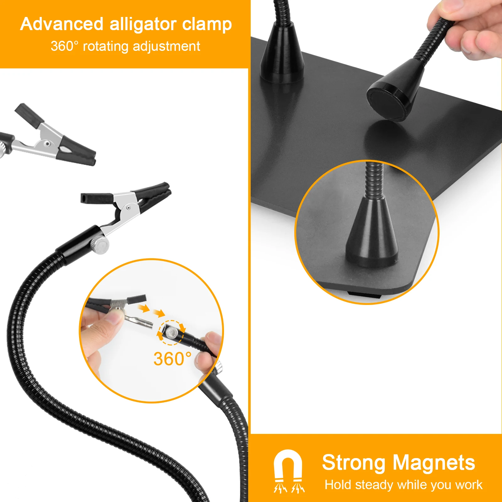 NEWACALOX Magnetic Base Universal PCB Board Holder Heavy Duty Welding Workbench with 5X LED Magnifying Lamp for Soldering