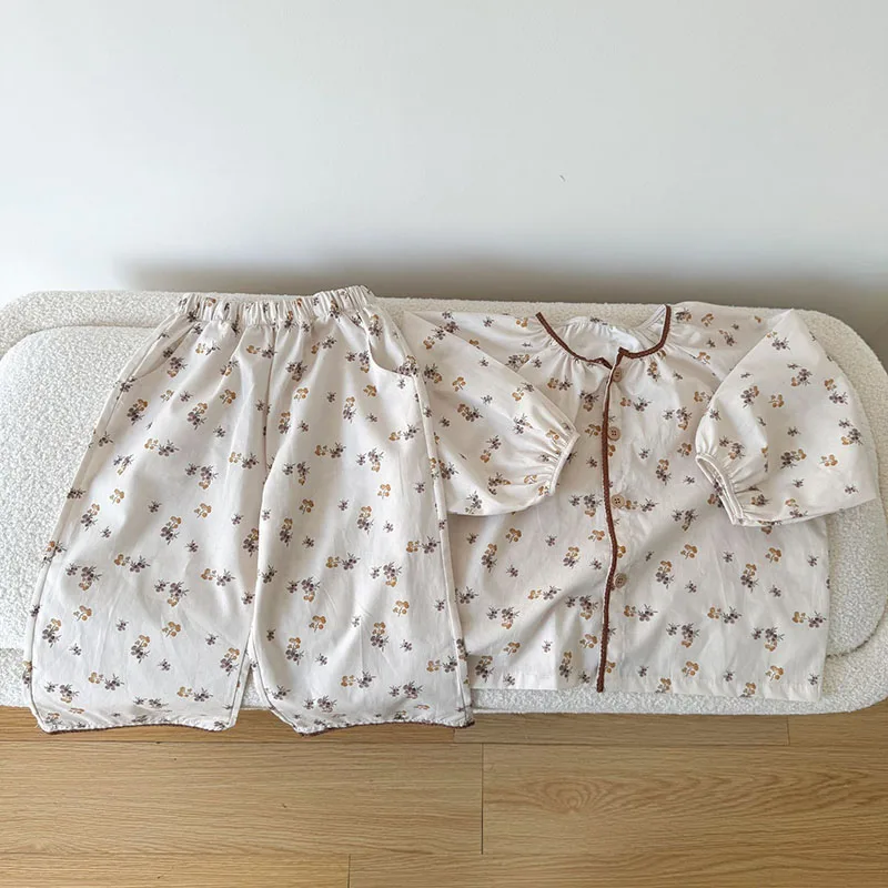 Cotton Girls Long Sleeves Pajamas Set for Autumn