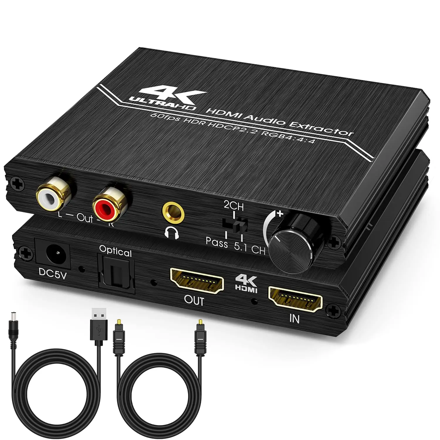 Extrator de Áudio Hdmi com Estéreo 4k 20 para Spdif 35 mm Adaptador de Áudio Rca l r Suporte 4k @ 60hz Hdcp 2.2 Yuv 4:4:4