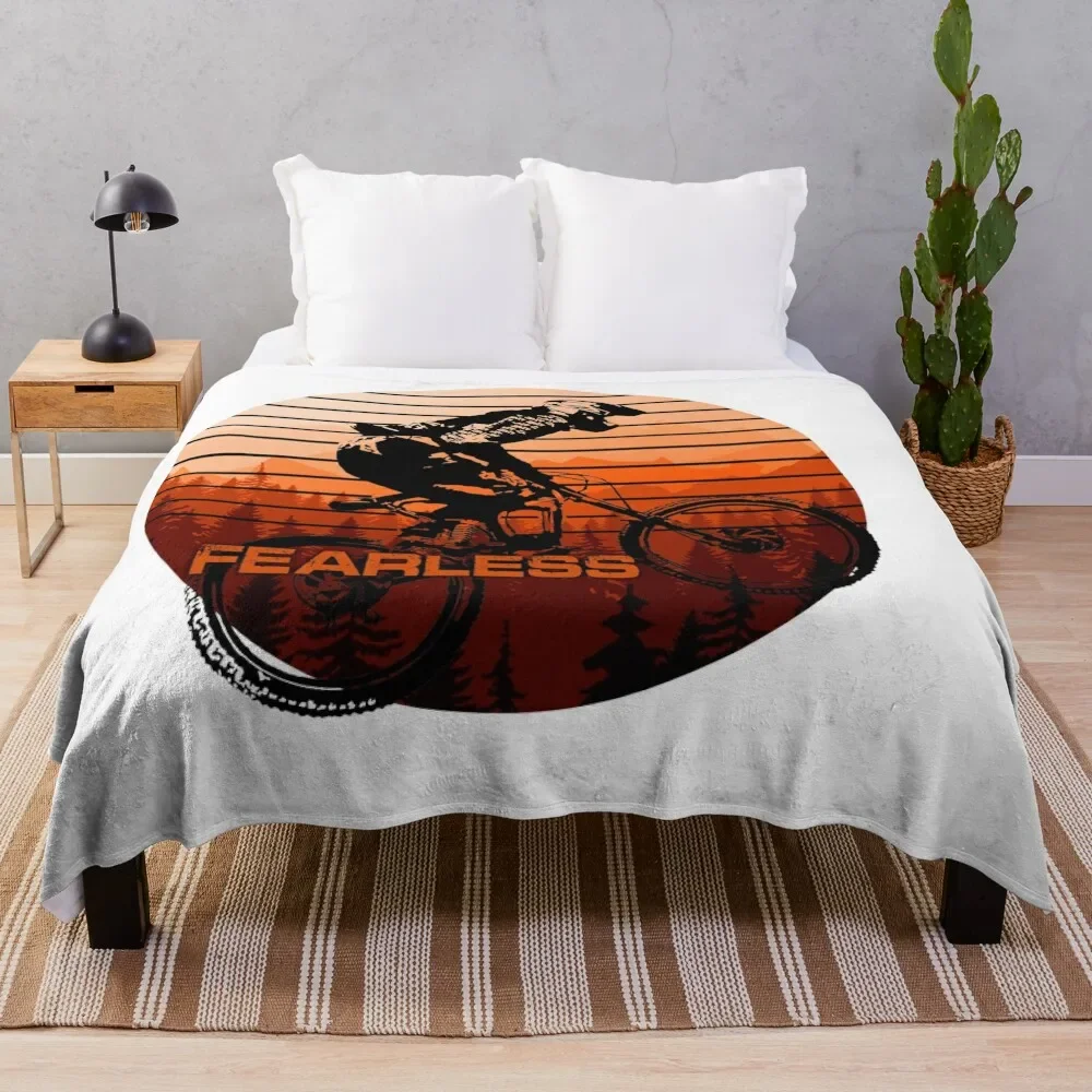 

fearless mtb rider Throw Blanket Custom Summer Beddings Blankets