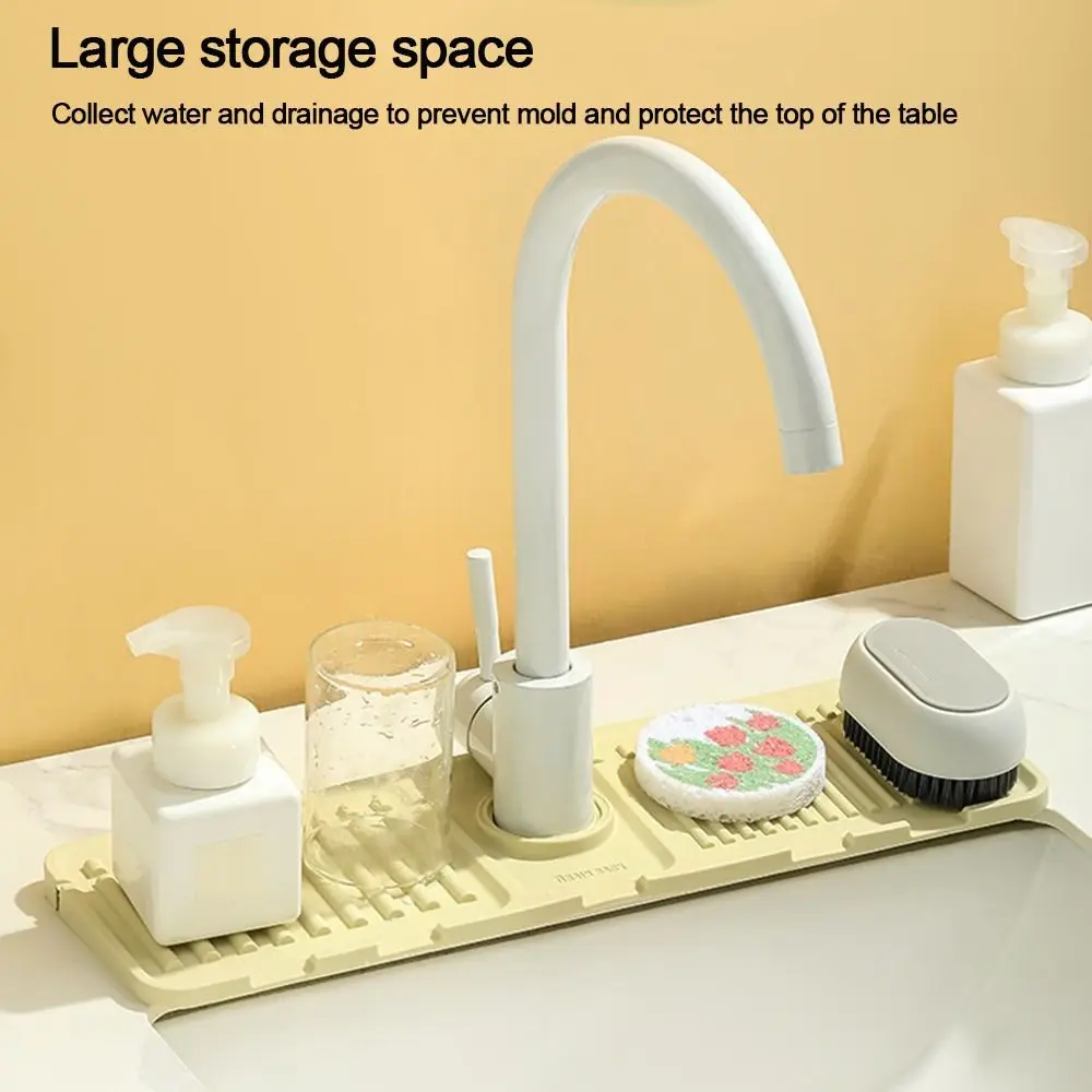 

Soft Silicone Faucet Mat Splash Proof flexible Draining Pad Sponge Storage Basket Countertop Protector Drying Mat
