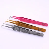 Pink Eyelash Extension Tweezers 90 Degrees Volume Lashes Stainless Steel Accurate Tweezer Non-magnetic Eyelashes Tools Makeup 2