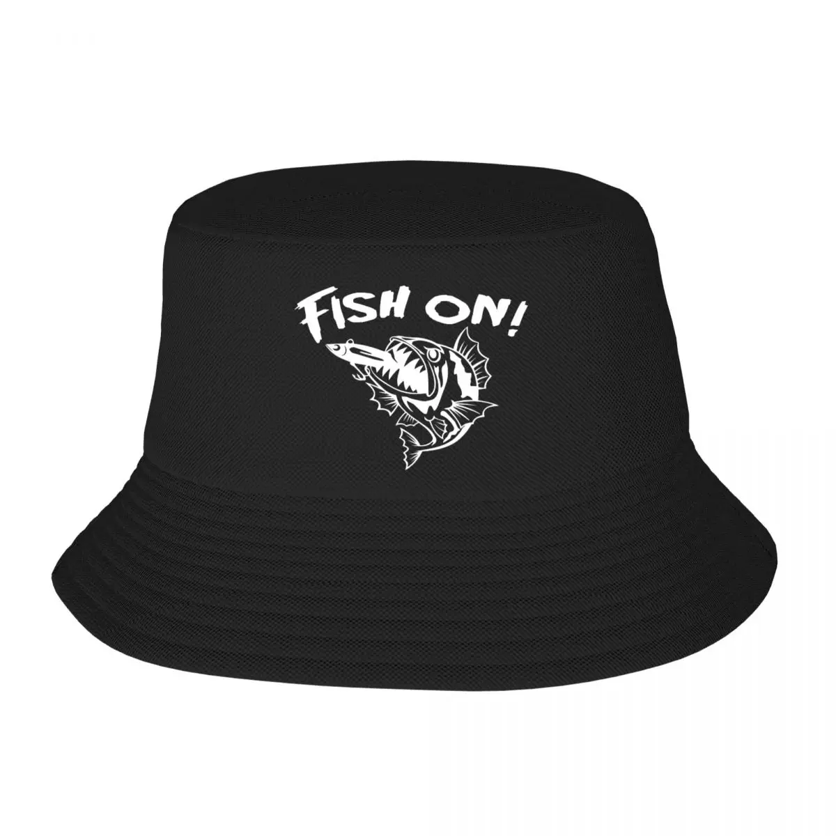 

Fishing Fish On Angry Bass Looking Left Fashion Bucket Hats Reversible Fisherman Caps Beach Fishing Hat Girl Boy Custom Logo Hat