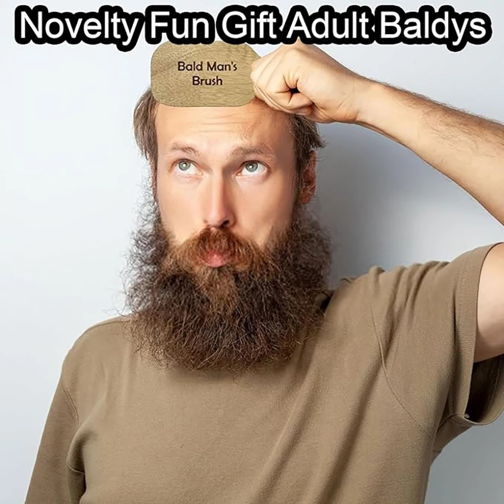 Bald Man's Unique Wooden Comb: Funny Hairless Head Polisher & Shiner - Novelty Gift