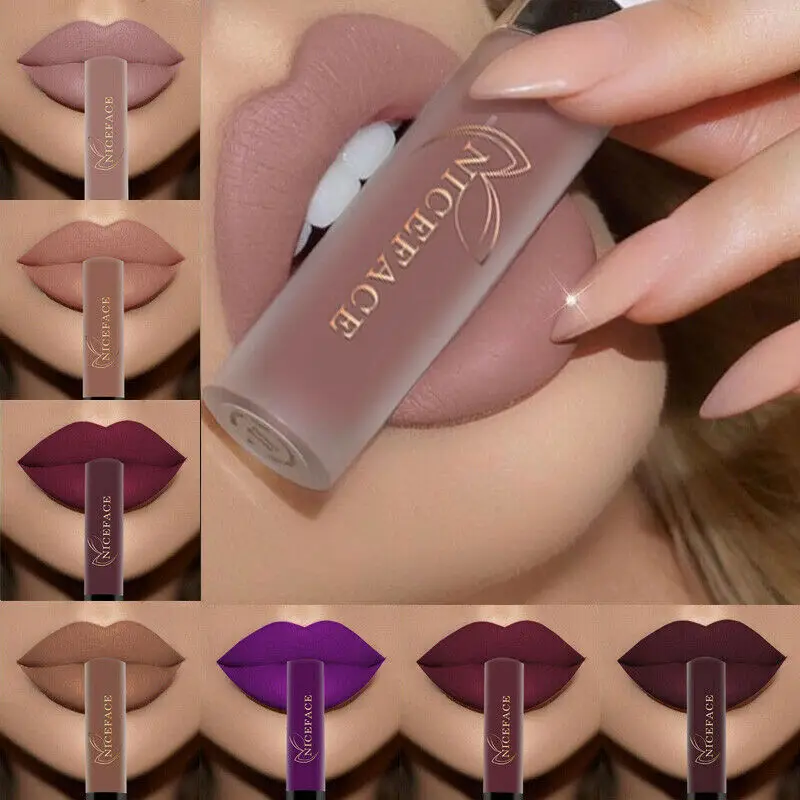 NICEFACE Nude Matte Liquid Lipsticks Waterproof Long Lasting Lip Gloss Sexy Red Velvet Lip Tint Women Makeup Cosmetics Batom 2