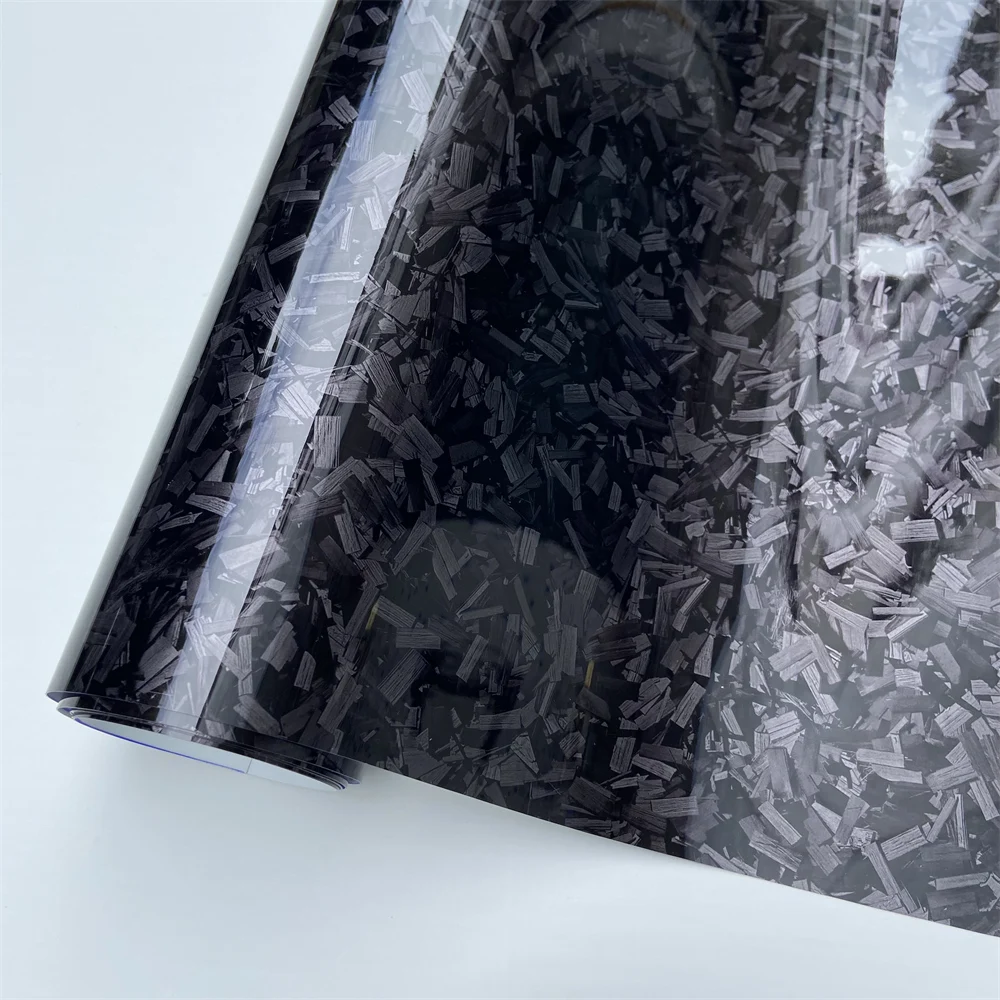 Glossy Black Cosmic Hex Forged Carbon Fiber Vinyl Wrap for Vehicle Accessories