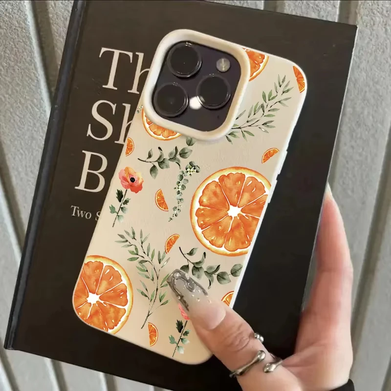 รูปสินค้า เคสซิลิโคนลายส้มฤดูร้อน สำหรับ iPhone 17 Pro Max 16 15 14 13 12 11 Pro 14 15 Plus 17 Air กันกระแทก นิ่มสบายมือ