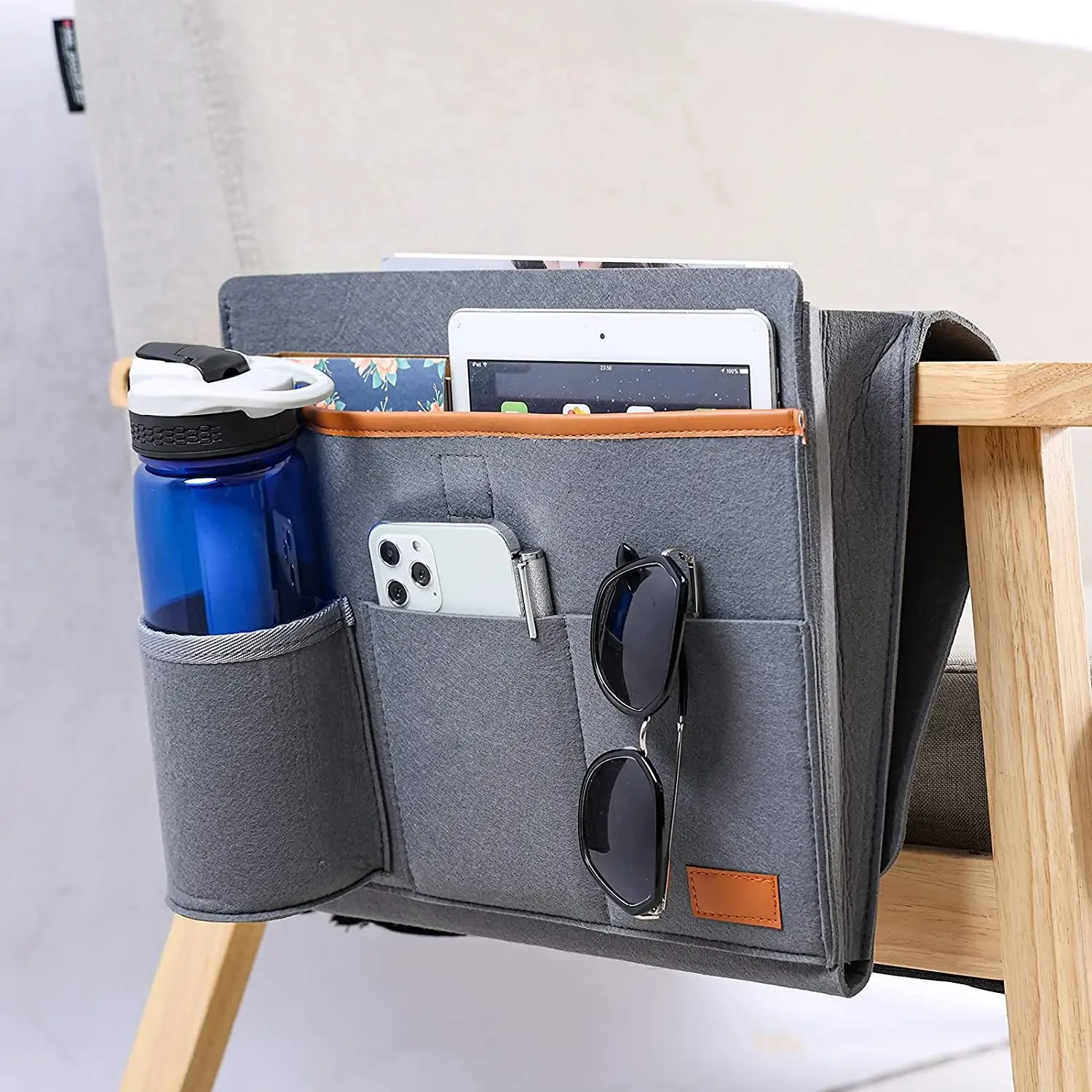 Felt Bedside Storage Bag Bedroom Dormitory Hanging Holder Sofa Books Magazines Sundires Neatening Home Office Organizer Bag