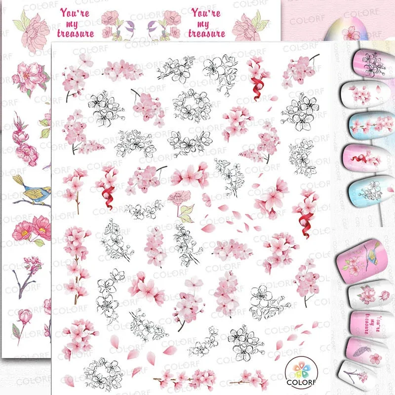 

Nail Decal Stickers Beautiful Butterflies And Elegant Flowers Back Glue Stickers Nail Decoration For Nail Tips Beauty