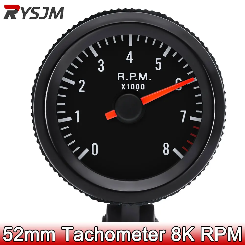 52mm Car Meter Tachometer Gauge Holder RPM Gauge 0-8000RPM Analog Black Case White LED For 1-8 Cylinders Gasoline tachometer gauge,engine tachometer,tachometer meter