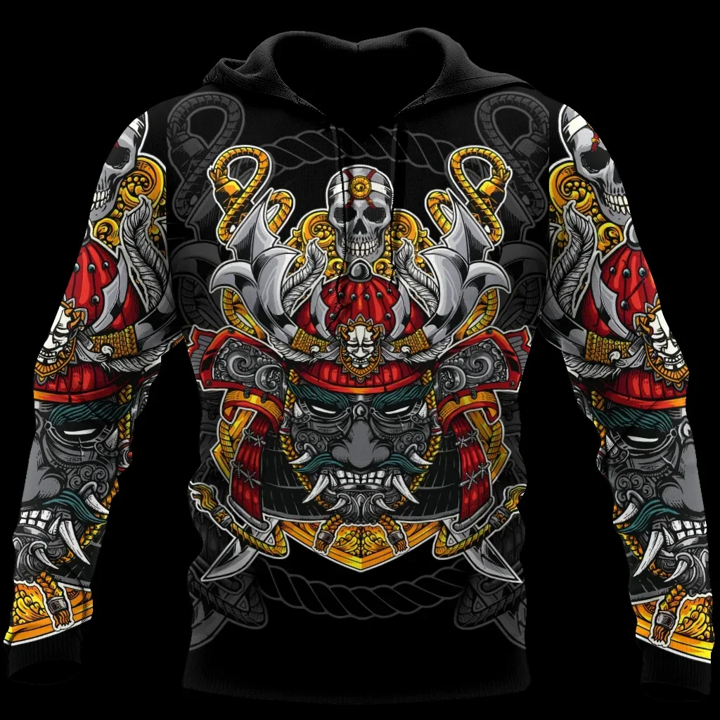 thumbnail image 1 of Sudadera con capucha para hombre nueva con estampado 3D de tatuaje de samurái japonés, tendencia de moda, ropa de manga larga estilo Y2K para hombre, 1 of 5