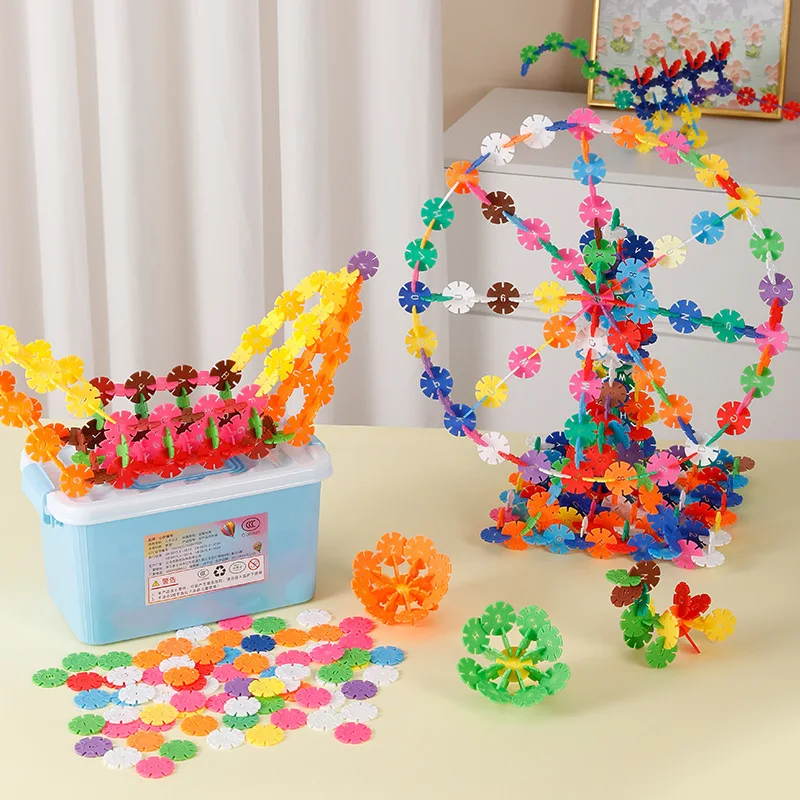 200/400PCS Insert Bag Snowflake Building Block Children's Puzzle Educational Building Block Toys DIY