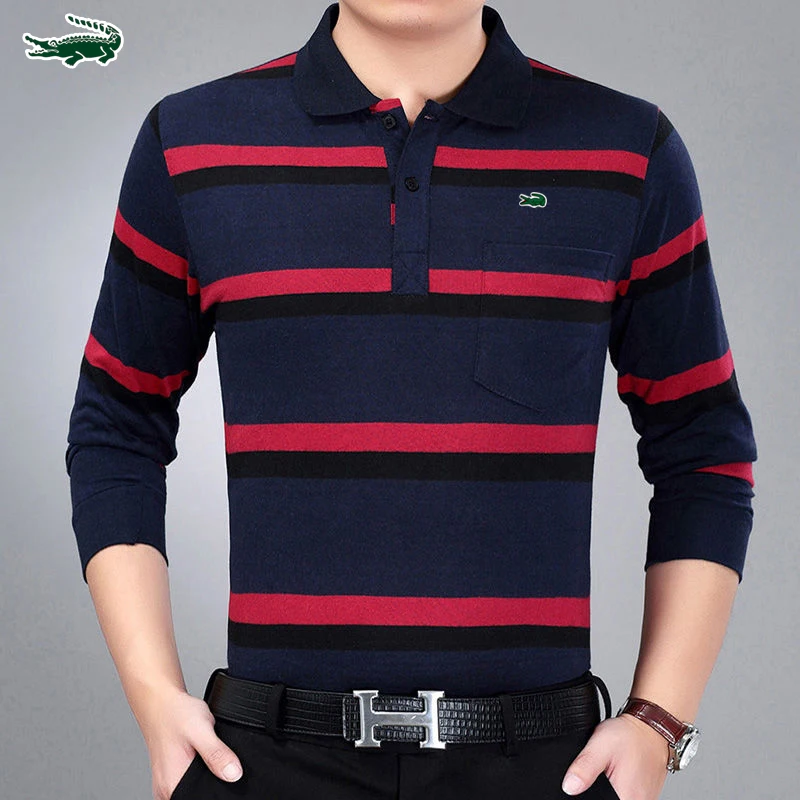 

2023 Men's spring and autumn polo shirt top, casual long sleeve M-3XL