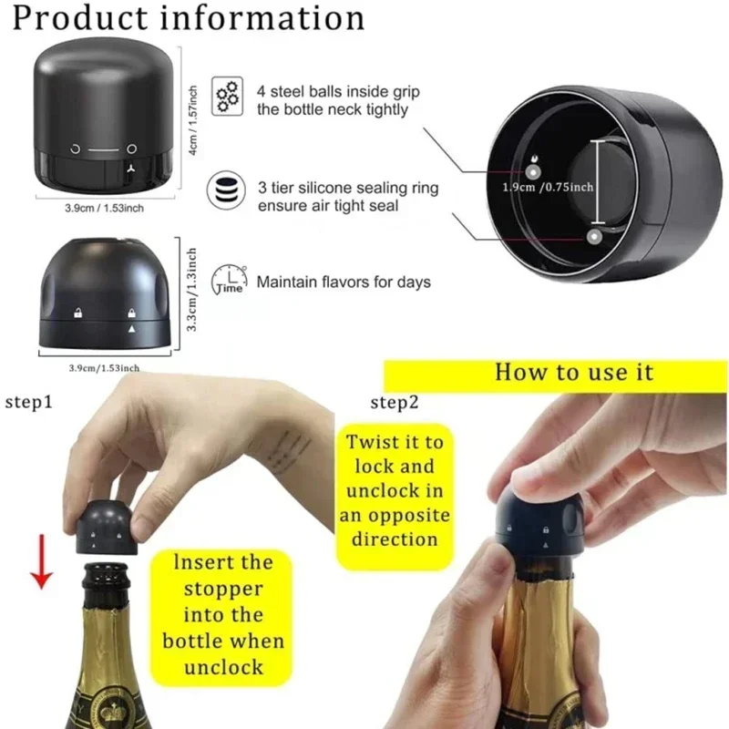 Wine Bottle Stopper 1/2 Piece Reusable Bar Accessories Silicone Sealing Champagne Cork Keep Wine Freshness Bottle Cap Barware Home
