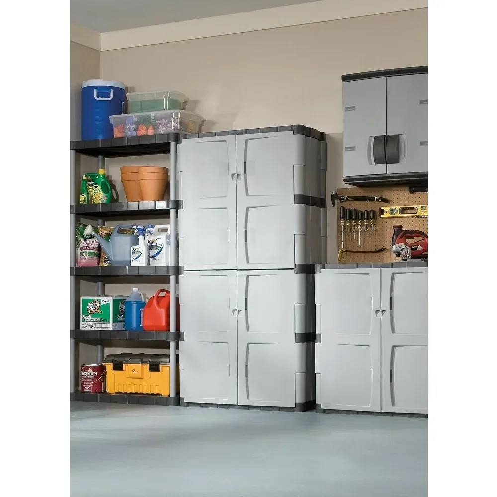 

Freestanding Storage Cabinet, Five Shelf with Large, 690-Pound Capacity, Doors Gray for Garage, Outdoor Shed