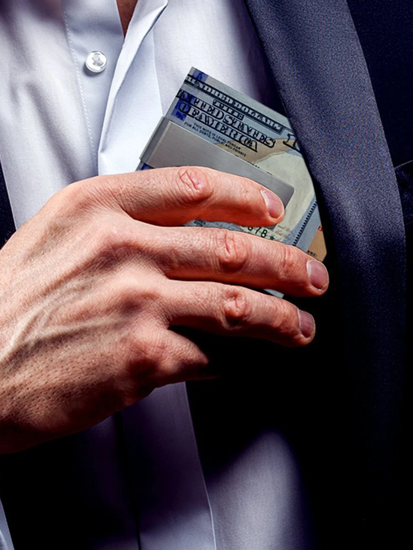 Minimalist Stainless Steel Solid Color Money Clip Wallet