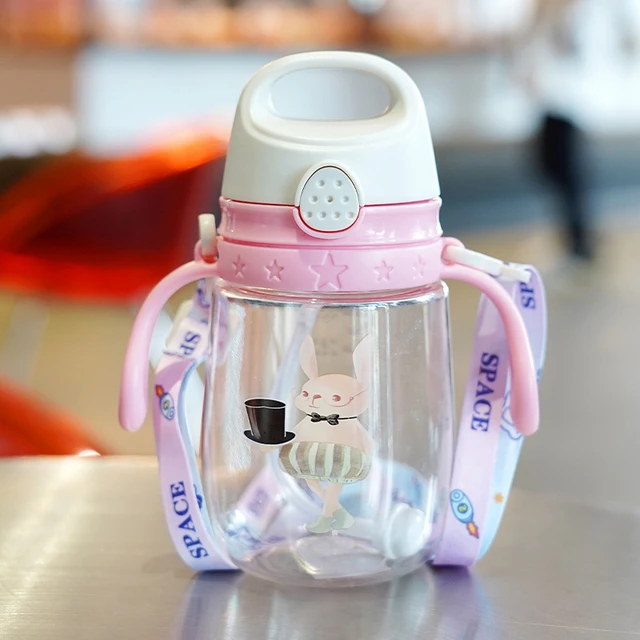 Baby Straw Cup Ergonomic Handle Leak-proof Cartoon Water Bottle