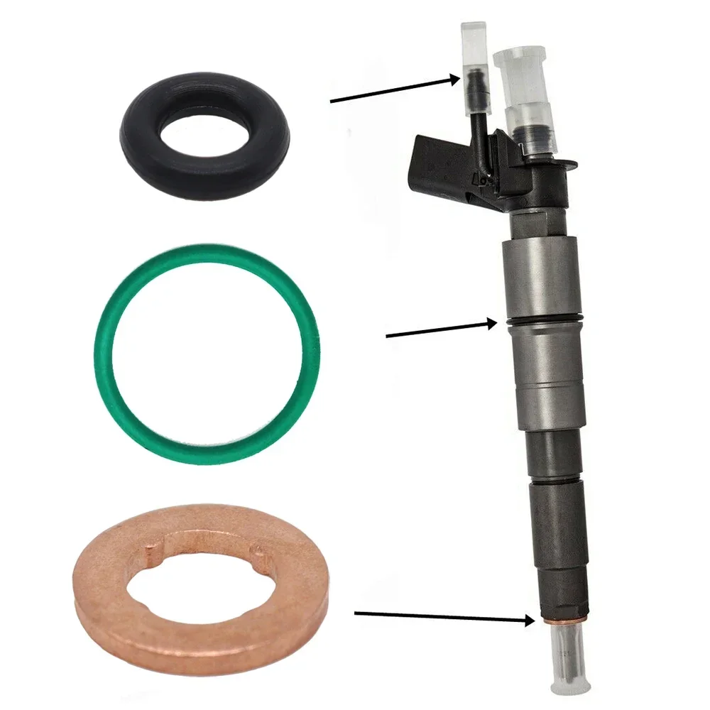 Set of 6 Fuel Injector Nozzle Repair Kits with Copper Gaskets and O-ring Seals