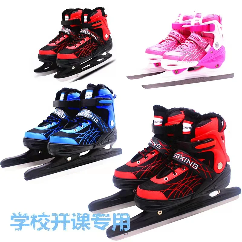 children's-adjustable-size-adult-speed-skating-shoes-stainless-steel-velvet-warm-ball-knife-sneakers-ice-hockey-blades-boots