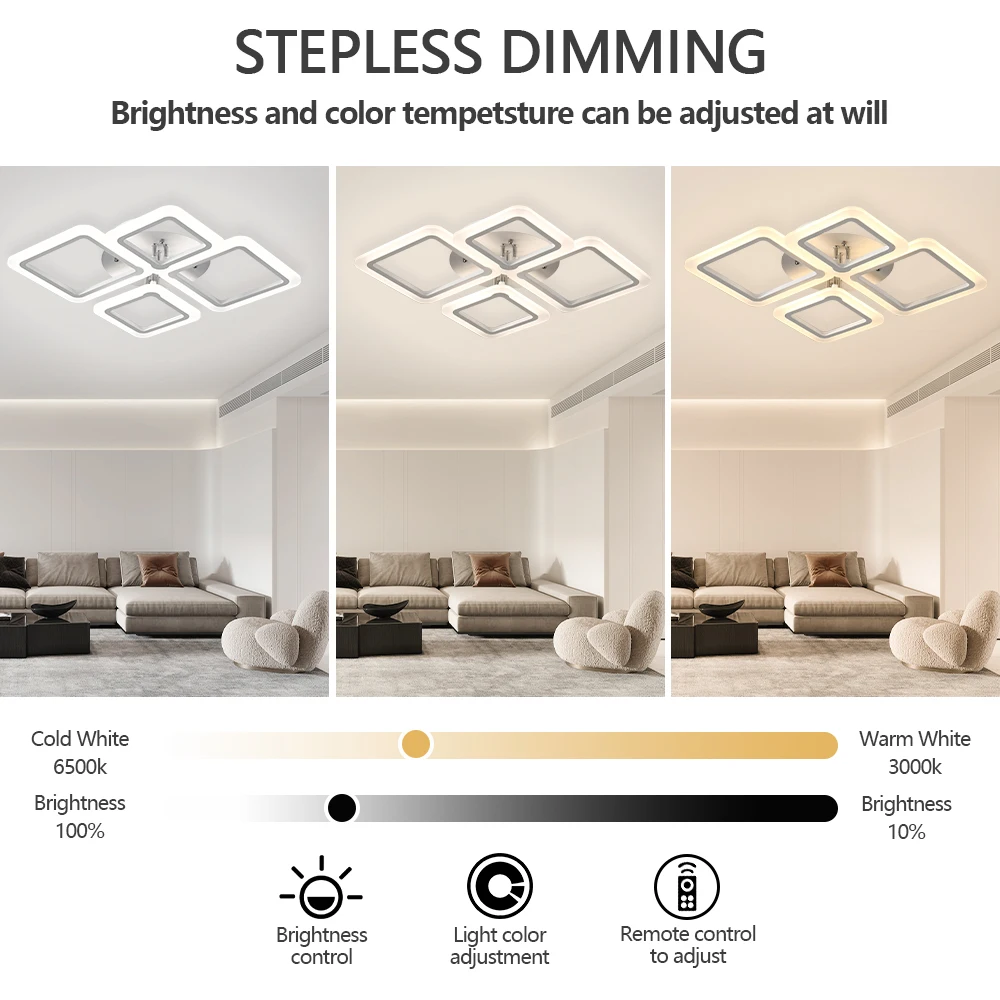 Modern Nordic LED Pendant Light - Square Ceiling Chandelier for Home Decor
