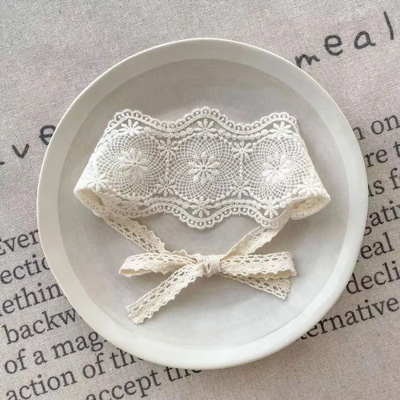 빈티지 속이 빈 흰색 순수 목화 스레드 수용성 자수 레이스 장식 패브릭 리본 DIY 의류 봉제 레이스