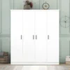 4-Door Wardrobe with Drawers, Shelves and Hanging Rail, Freestanding Armoire Wardrobe Closet, (White+4-Door) 3