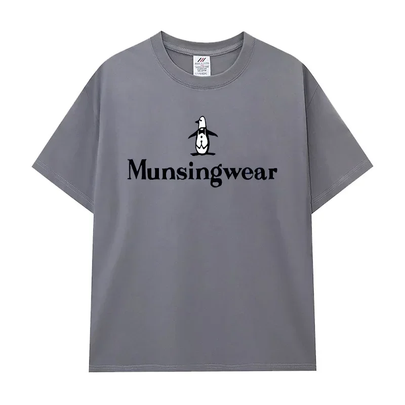 New Cotton Munsing Golf Wear Men's and Women's T-shirtsSolid Color Round Neck Short Sleeved Top Korean Loose T-shirt