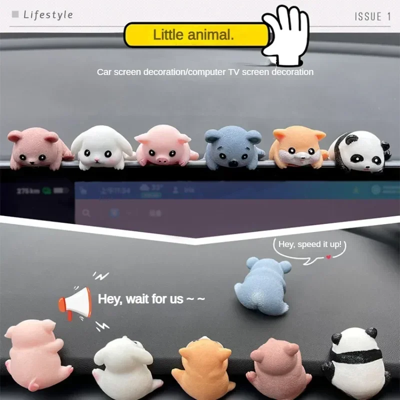 Creative Car Navigation Screen Ornaments, Cute and Interesting Small Animal Decorations for Computer and TV Monitors Zr