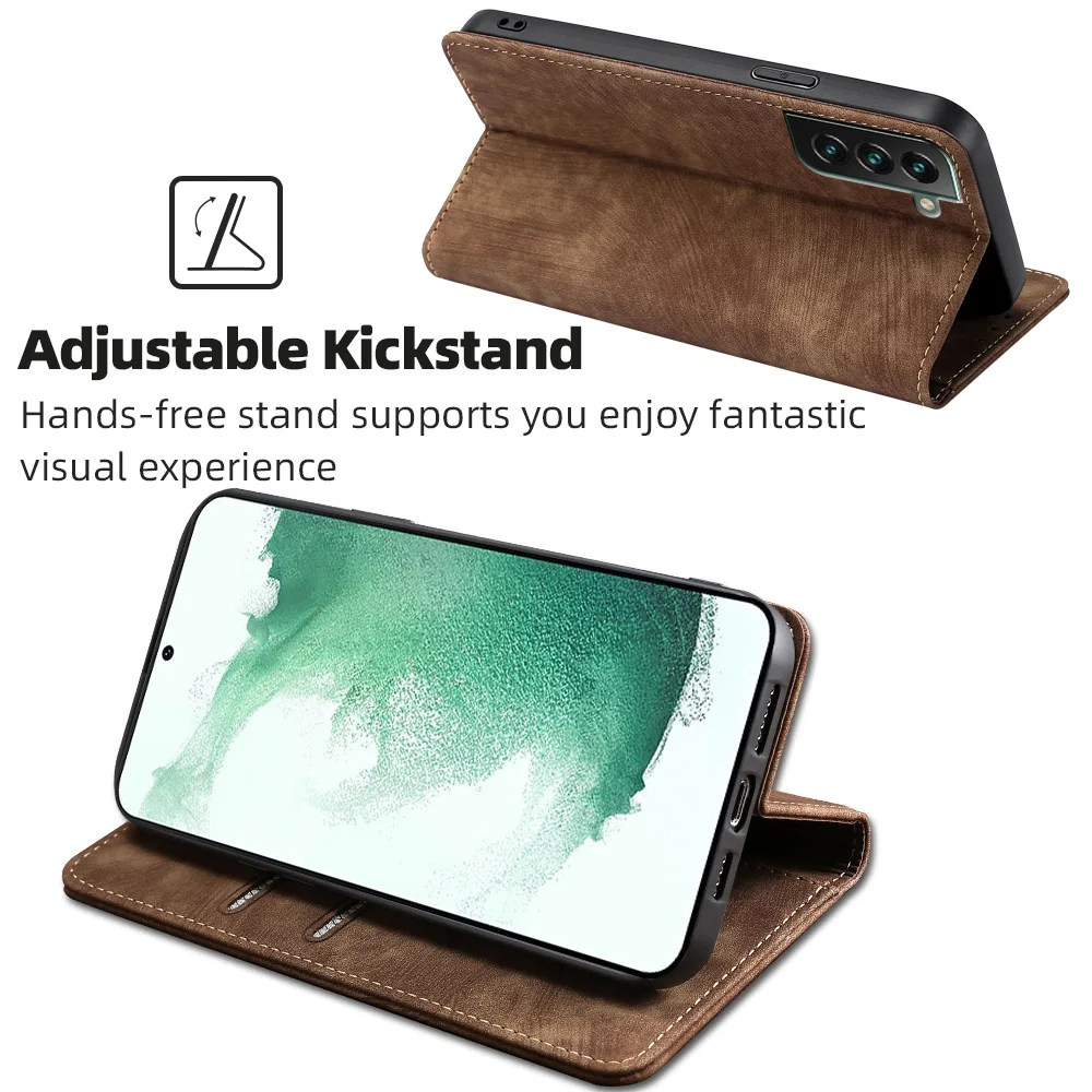 Magnetic Flip Wallet Case - Premium Soft PU Leather Phone Cover