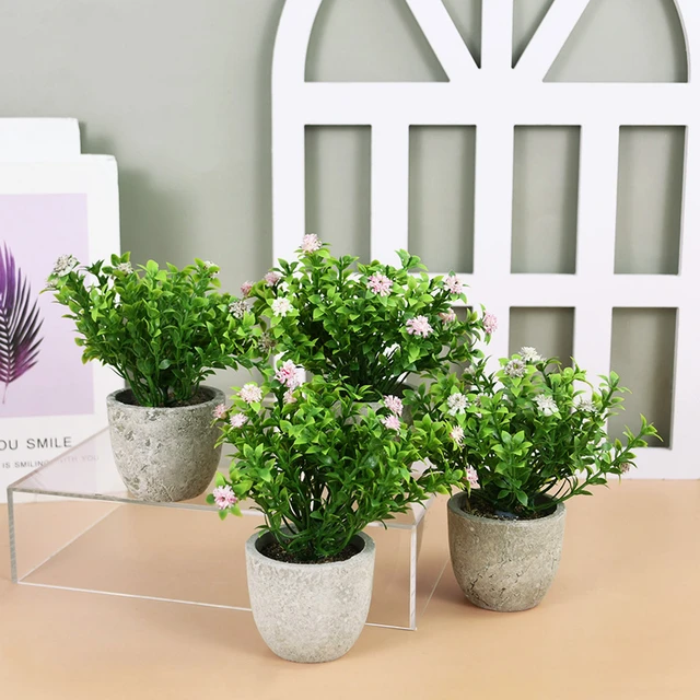 Mini plantas artificiales bonsái, maceta pequeña de árbol de