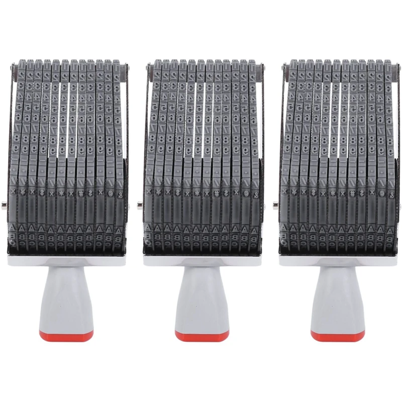 

3X Multipurpose 12 Digit Alphabet Rolling Rubber Stamp English Letter Number Emboss DIY Scrapbooking Roller Stationery