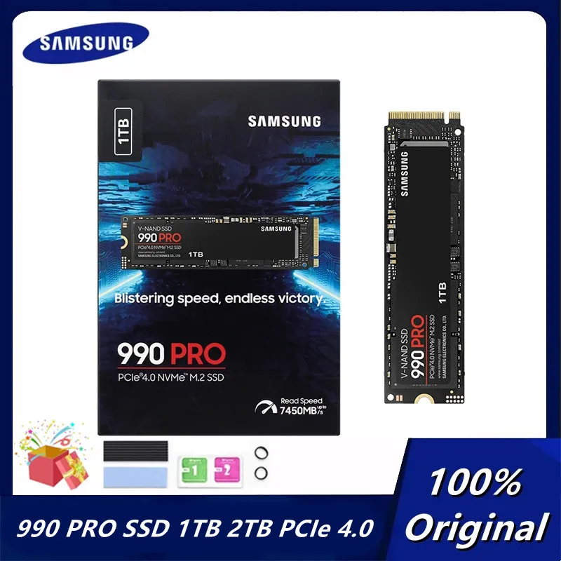 

Original Samsung 990 Pro SSD 1TB 2TB Internal Solid State Disk PCIe 4.0 M.2 SSD NVMe 2.0 Hard Drive MLC PC For Desktop Computer
