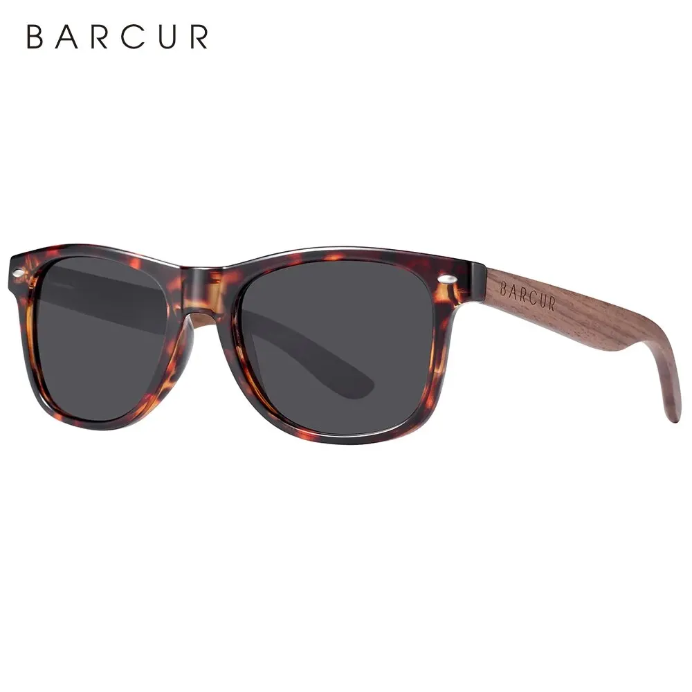 BARCUR Natural Wooden Sunglasses Polarized Mens Sun Glasses