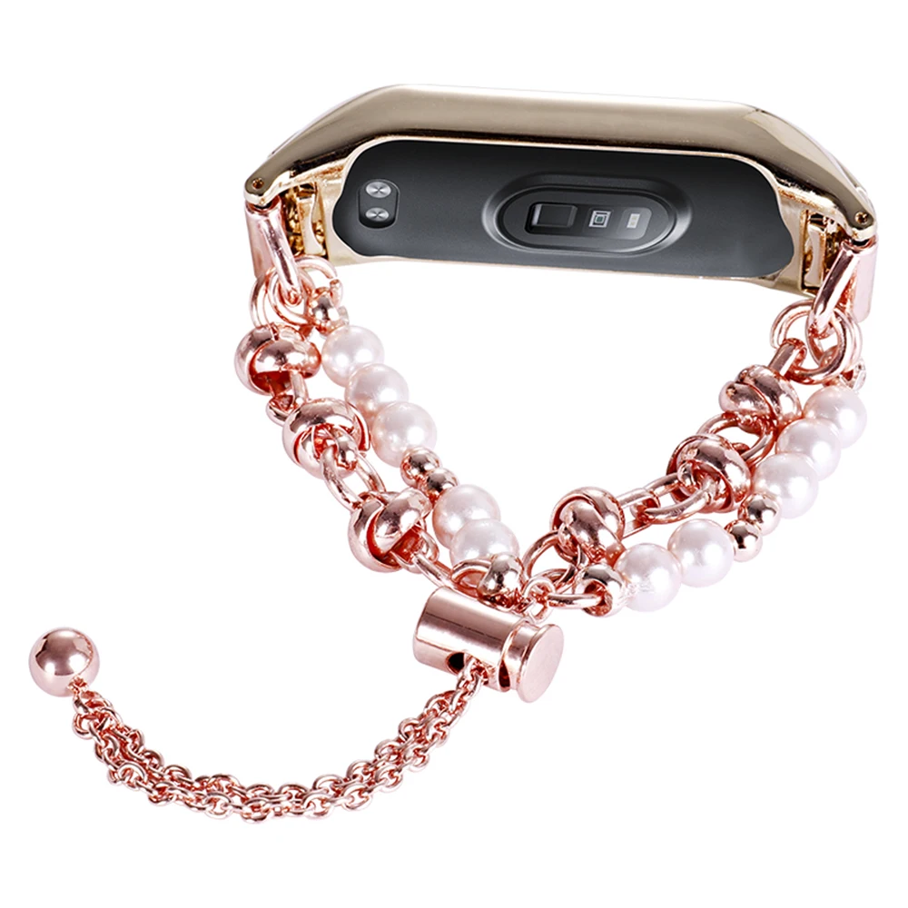 Elegant Blue Alloy Chain Wristband Bracelet - Metal Smart Band Accessory