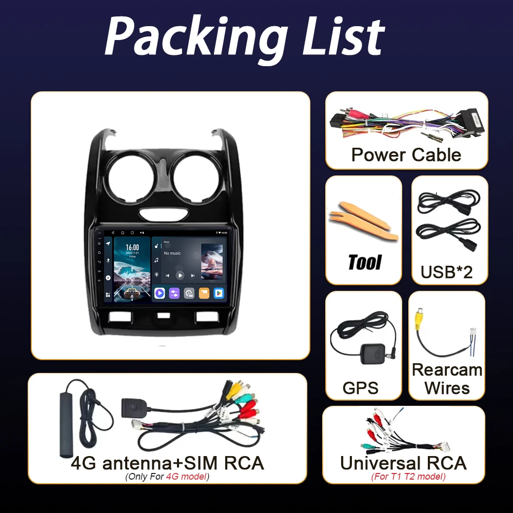 Radio Multimedia para Auto con Android 16 para Renault Duster, Dacia Duster 2015-2021 y LADA Largus 2021, Reproductor con GPS, Navegación, Estéreo, 5G 3