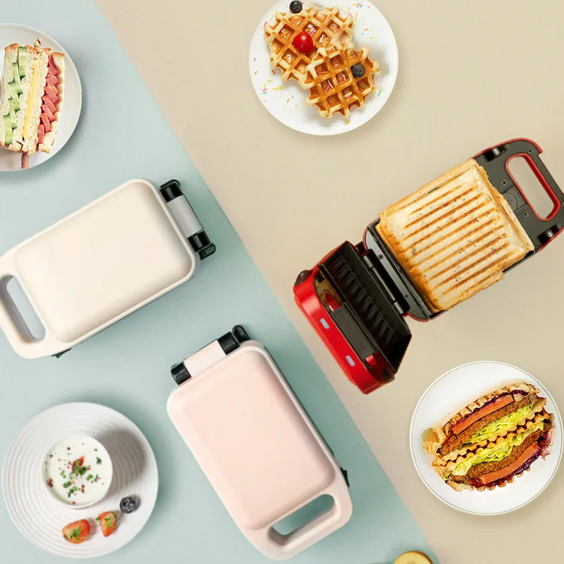 Pink Hot Sandwich Makers Breakfast machine Toaster Bread Thickened version Food Grade Non Stick Coating Light food 220V 730w 2