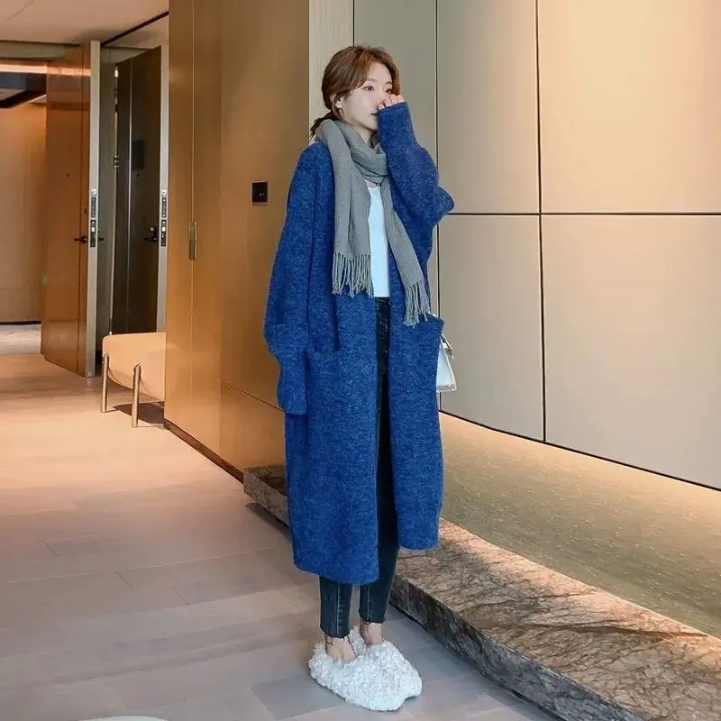 

Spring Autumn Stylish Long Sweater Jackets Women's Clothing 2023 New Winter Loose Korean Lazy Knit Cardigan Coats 46