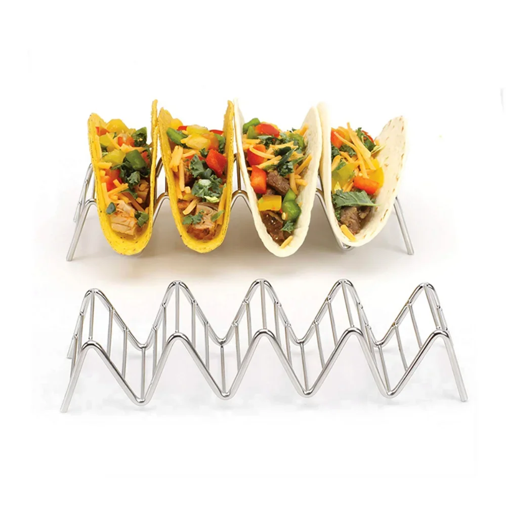 Taco Holder Stainless Steel Stand Mexican Food Rack Shells 1-4 Slots Kitchen Baking Tool Pie Tools Bakeware Kitchen Tools