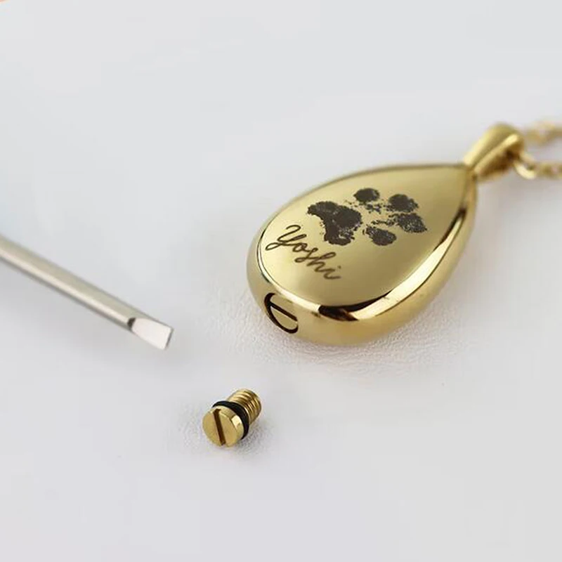Personalized Urn Necklace Memorial Jewelry Urns for Cat/Dogs Pet Loss Gifts Pet Photo Custom Stainless Steel Pet Necklace 5